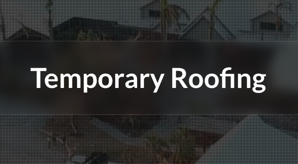 Temporary roofing crew securing a storm-damaged roof